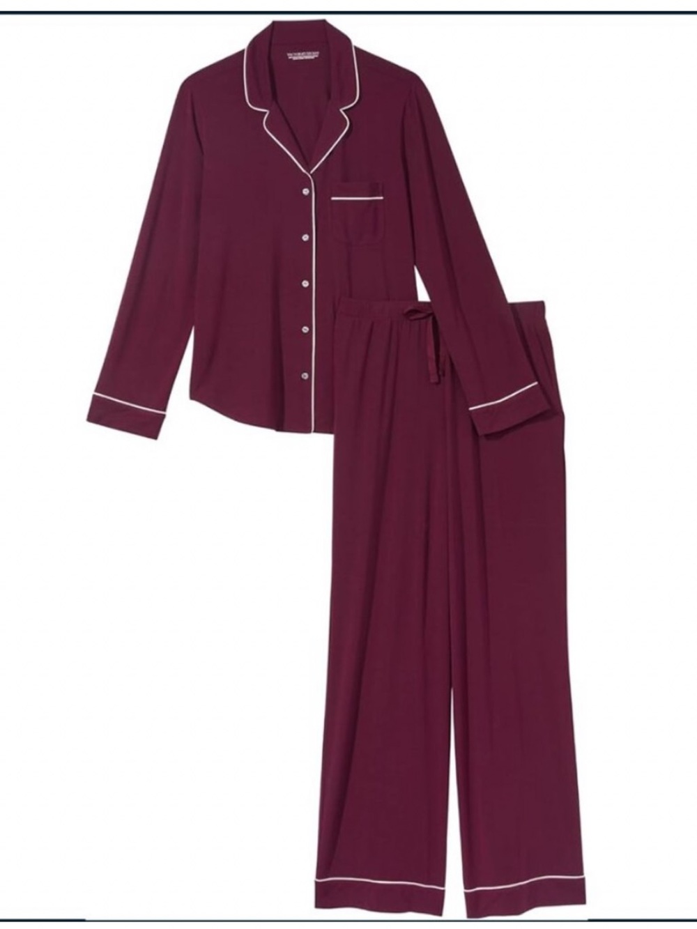 NWT | Victoria’s Secret | Modal Long Pajama Set | Burgandy - Wine | Med - Picture 3 of 4